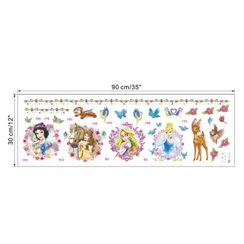Цветни Принцеса Птица елен измерване на височина стенни стикери стикери детска спалня, детска градина Декориране на стенни стикери Етикети
