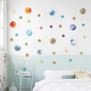 космическото пространство на слънчевата система стикери за стена за детски стаи земя, слънце, сатурн, Марс и звездата на стикери за стена дневна спалня стенопис
